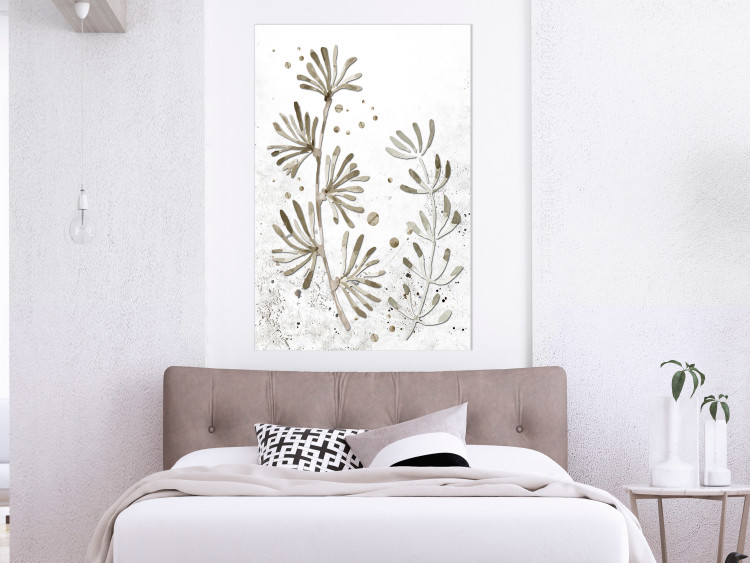 Wall Poster Curved Branches - delicate leaves on a background with muted colors 116412 additionalImage 17
