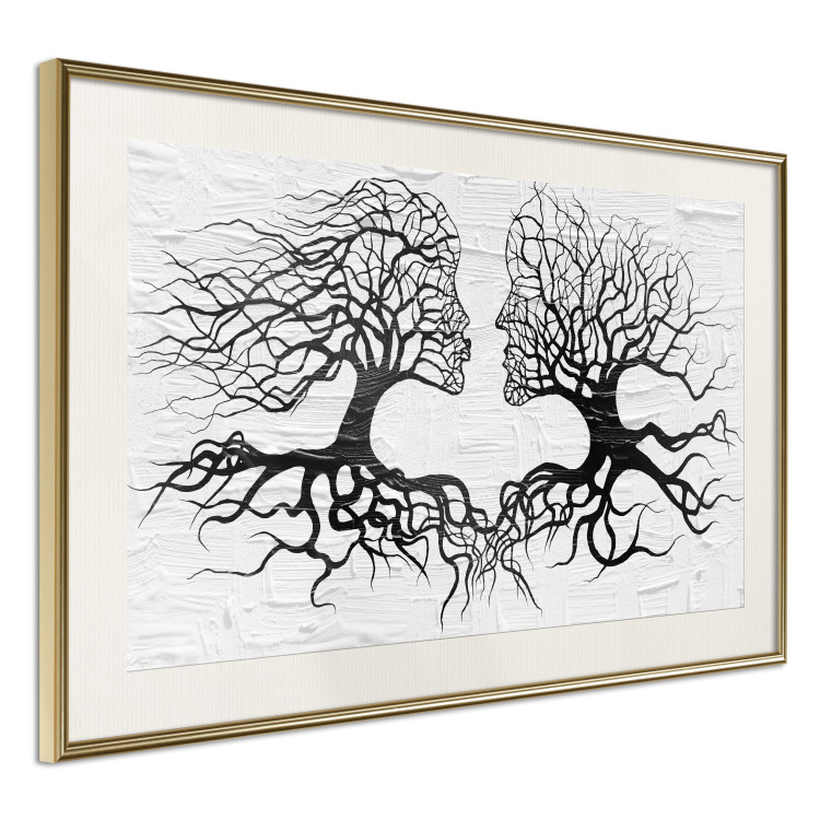 Wall Poster Kiss of the Wind - black and white romantic abstraction with trees 117012 additionalImage 2
