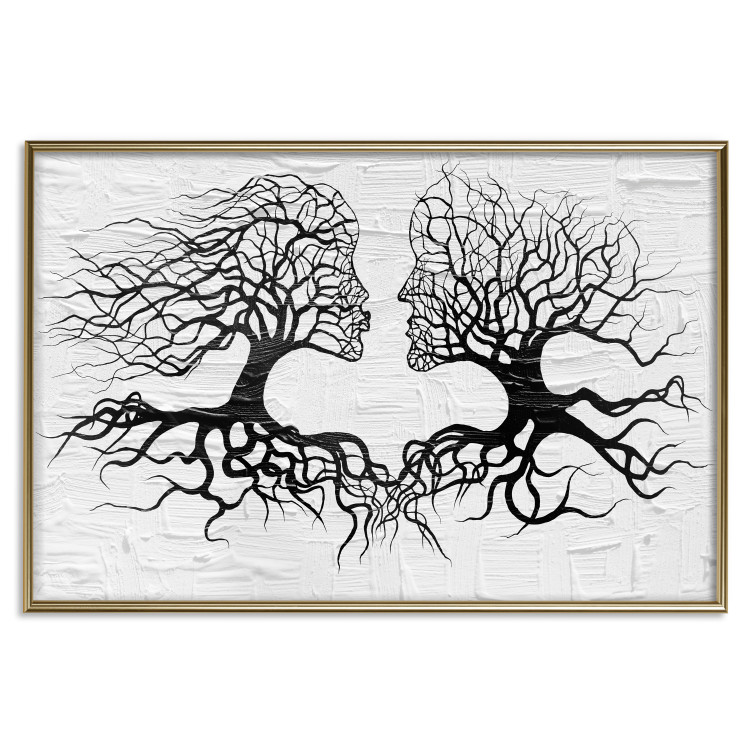 Wall Poster Kiss of the Wind - black and white romantic abstraction with trees 117012 additionalImage 20