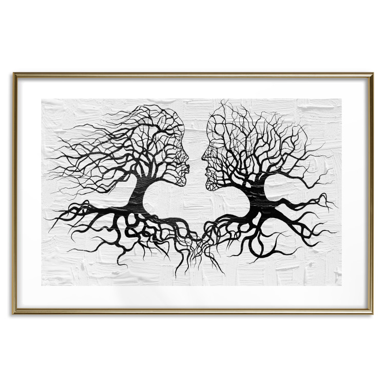 Wall Poster Kiss of the Wind - black and white romantic abstraction with trees 117012 additionalImage 16
