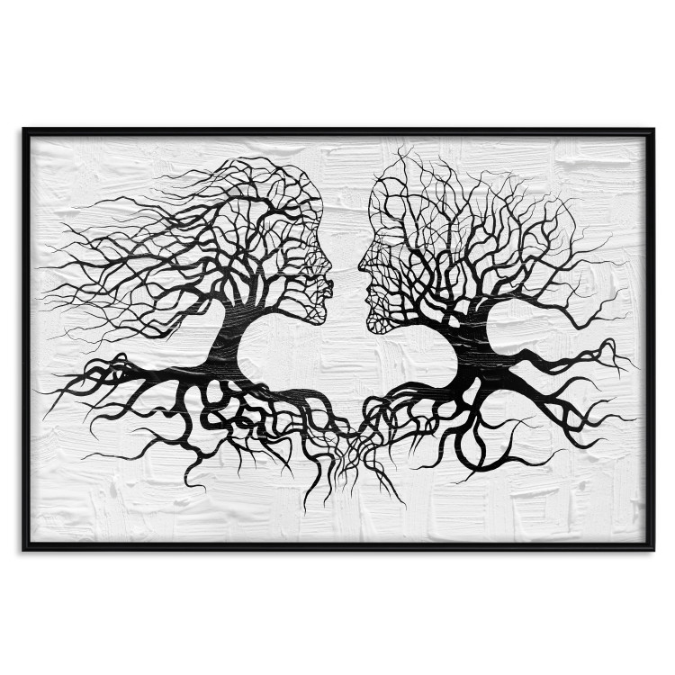 Wall Poster Kiss of the Wind - black and white romantic abstraction with trees 117012 additionalImage 24