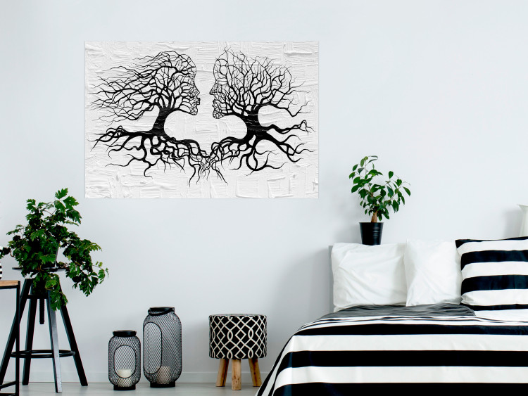 Wall Poster Kiss of the Wind - black and white romantic abstraction with trees 117012 additionalImage 17
