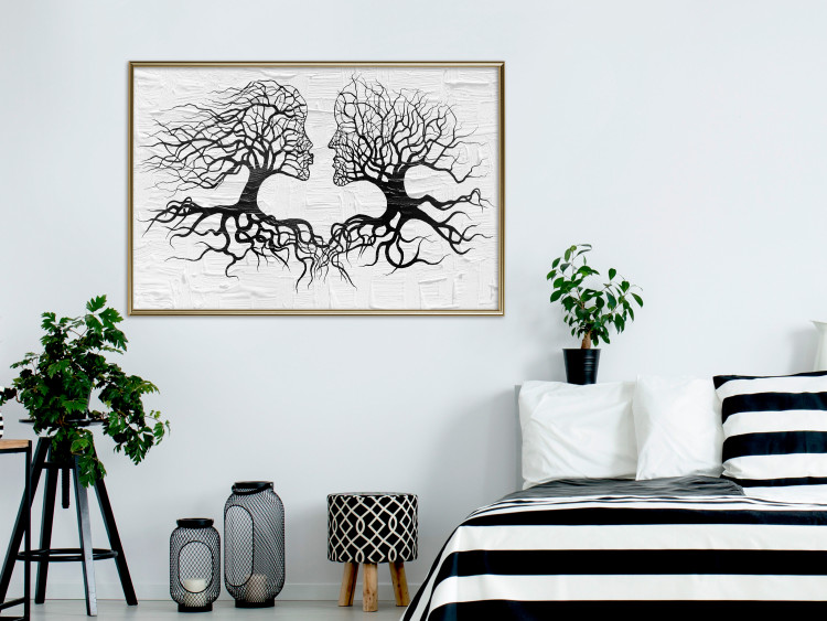 Wall Poster Kiss of the Wind - black and white romantic abstraction with trees 117012 additionalImage 7