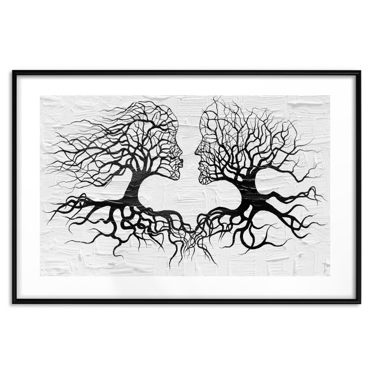Wall Poster Kiss of the Wind - black and white romantic abstraction with trees 117012 additionalImage 17