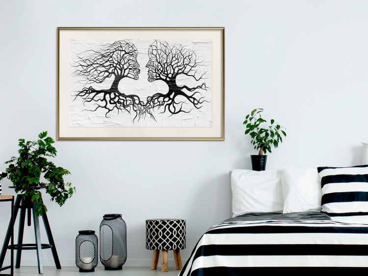 Wall Poster Kiss of the Wind - black and white romantic abstraction with trees 117012 additionalImage 21