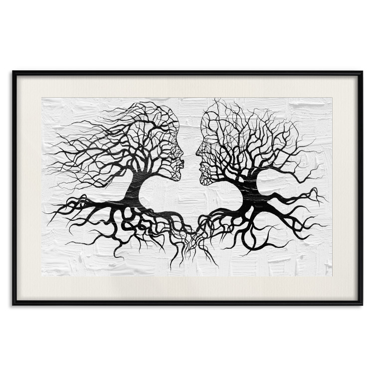 Wall Poster Kiss of the Wind - black and white romantic abstraction with trees 117012 additionalImage 18