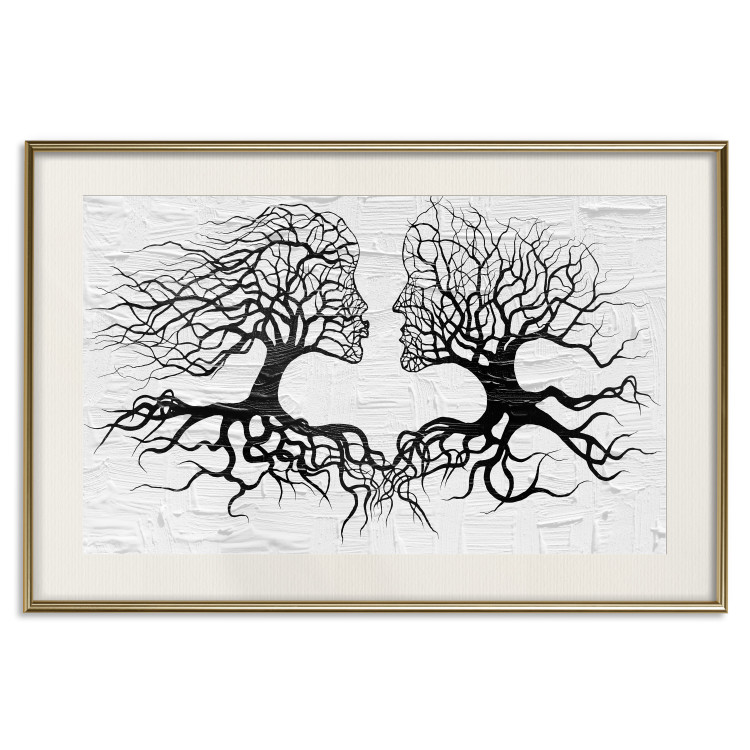 Wall Poster Kiss of the Wind - black and white romantic abstraction with trees 117012 additionalImage 19