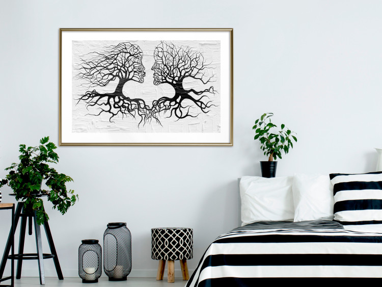 Wall Poster Kiss of the Wind - black and white romantic abstraction with trees 117012 additionalImage 13