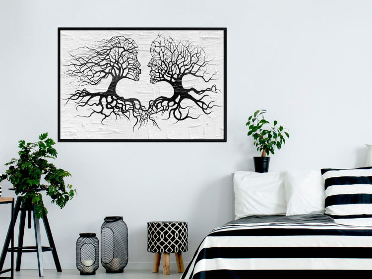 Wall Poster Kiss of the Wind - black and white romantic abstraction with trees 117012 additionalImage 5