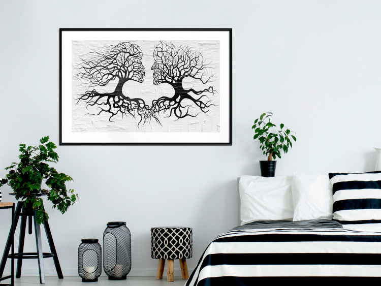 Wall Poster Kiss of the Wind - black and white romantic abstraction with trees 117012 additionalImage 4