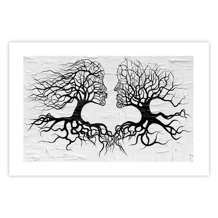 Wall Poster Kiss of the Wind - black and white romantic abstraction with trees 117012 additionalImage 25