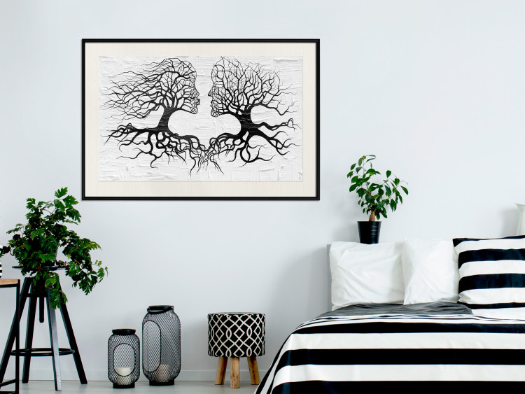 Wall Poster Kiss of the Wind - black and white romantic abstraction with trees 117012 additionalImage 22