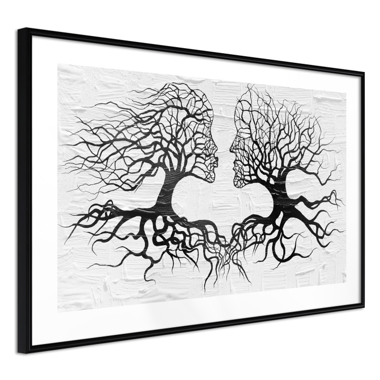 Wall Poster Kiss of the Wind - black and white romantic abstraction with trees 117012 additionalImage 13