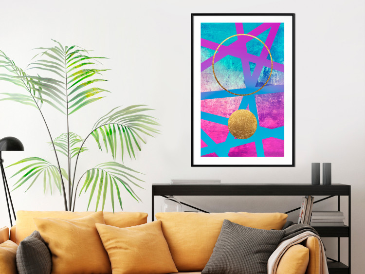 Poster Obstacle Course - colorful geometric abstraction with golden accents 117912 additionalImage 6