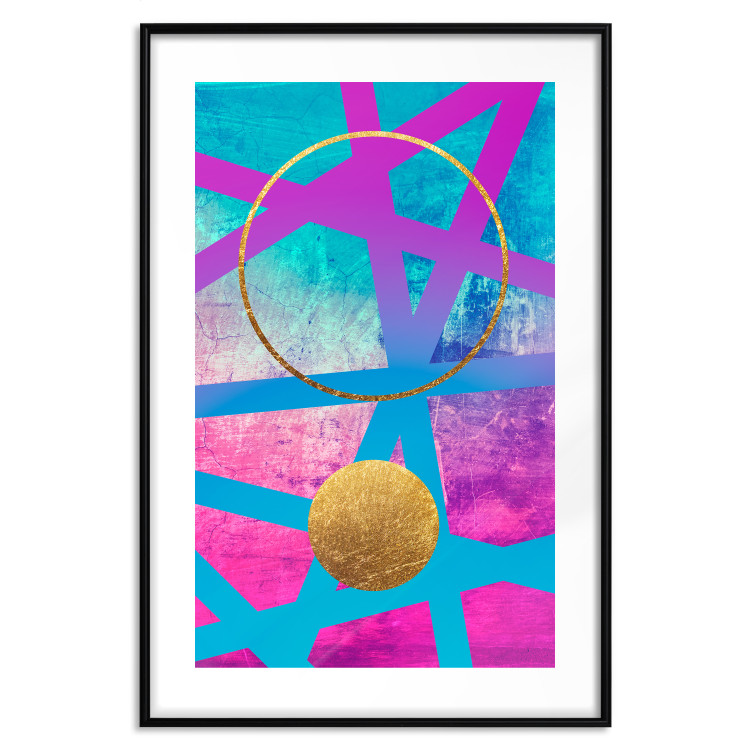 Poster Obstacle Course - colorful geometric abstraction with golden accents 117912 additionalImage 17