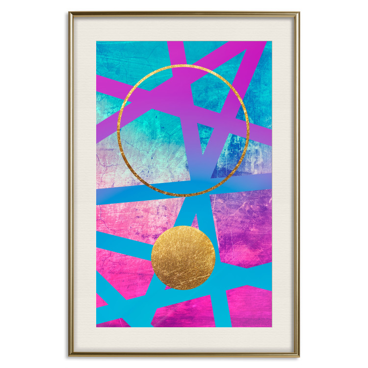 Poster Obstacle Course - colorful geometric abstraction with golden accents 117912 additionalImage 19