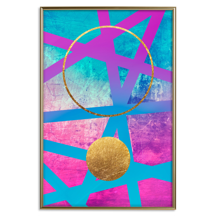 Poster Obstacle Course - colorful geometric abstraction with golden accents 117912 additionalImage 20