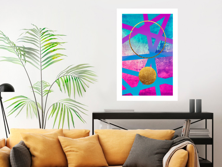 Poster Obstacle Course - colorful geometric abstraction with golden accents 117912 additionalImage 2