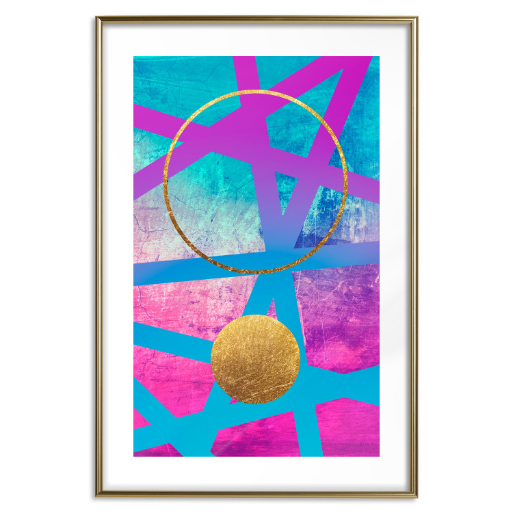 Poster Obstacle Course - colorful geometric abstraction with golden accents 117912 additionalImage 14