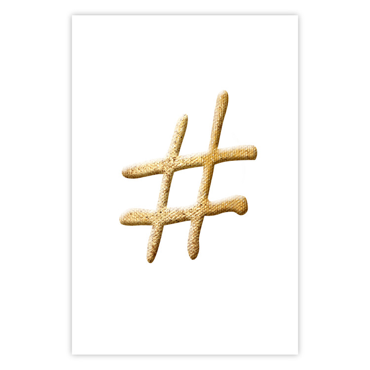 Poster Golden Hashtag - simple composition with a quill symbol on a white background 118312 additionalImage 19