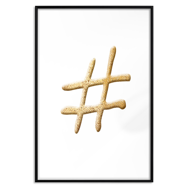 Poster Golden Hashtag - simple composition with a quill symbol on a white background 118312 additionalImage 15