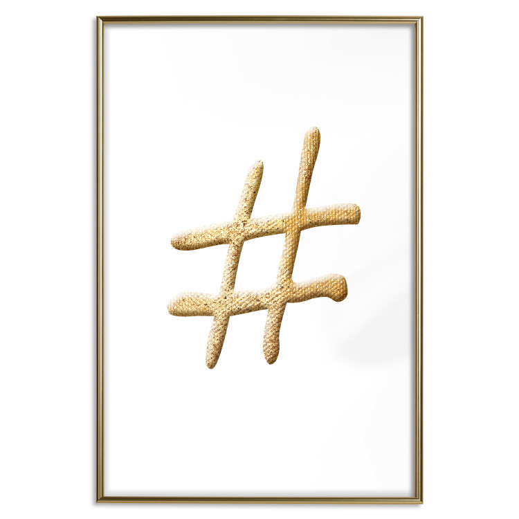 Poster Golden Hashtag - simple composition with a quill symbol on a white background 118312 additionalImage 14