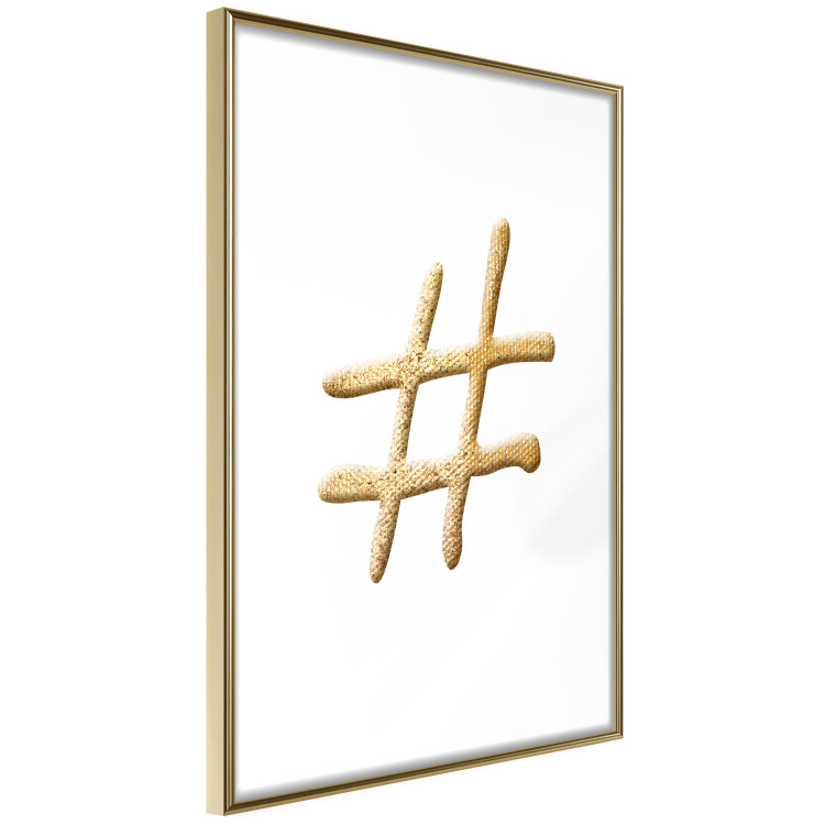 Poster Golden Hashtag - simple composition with a quill symbol on a white background 118312 additionalImage 6