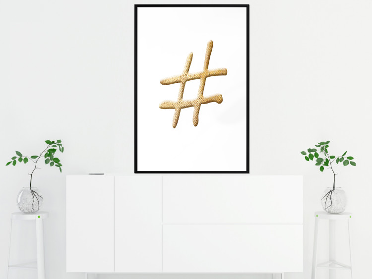 Poster Golden Hashtag - simple composition with a quill symbol on a white background 118312 additionalImage 4
