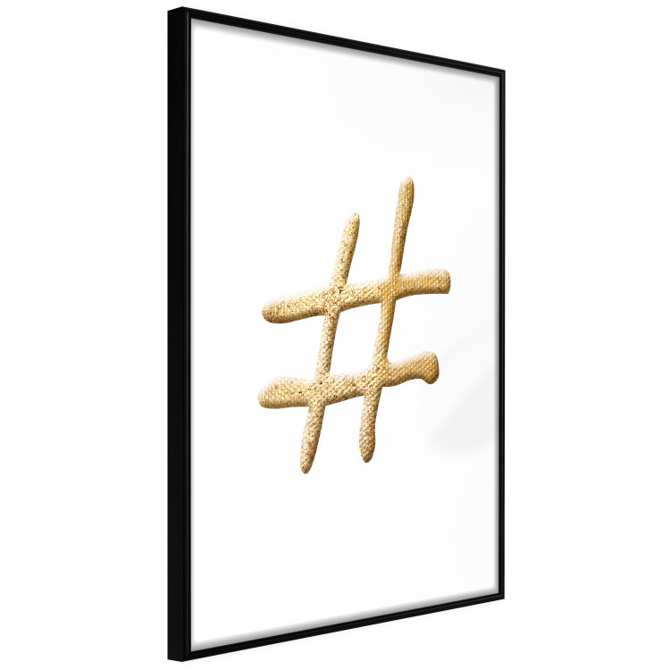 Poster Golden Hashtag - simple composition with a quill symbol on a white background 118312 additionalImage 11