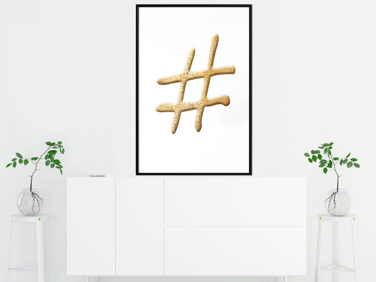 Poster Golden Hashtag - simple composition with a quill symbol on a white background 118312 additionalImage 3