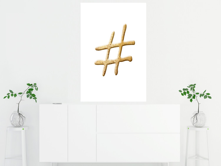 Poster Golden Hashtag - simple composition with a quill symbol on a white background 118312 additionalImage 2