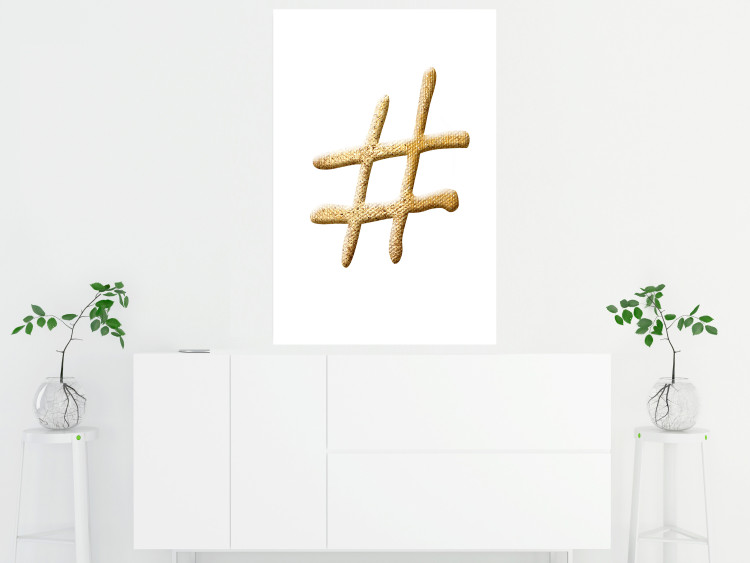 Poster Golden Hashtag - simple composition with a quill symbol on a white background 118312 additionalImage 17