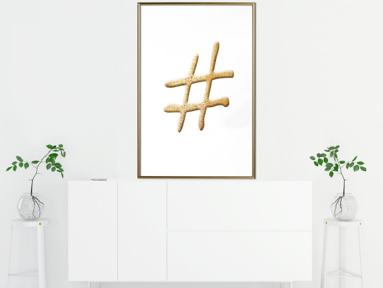 Poster Golden Hashtag - simple composition with a quill symbol on a white background 118312 additionalImage 13