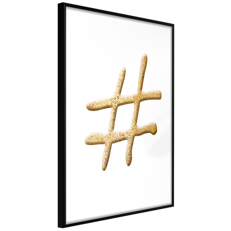 Poster Golden Hashtag - simple composition with a quill symbol on a white background 118312 additionalImage 10