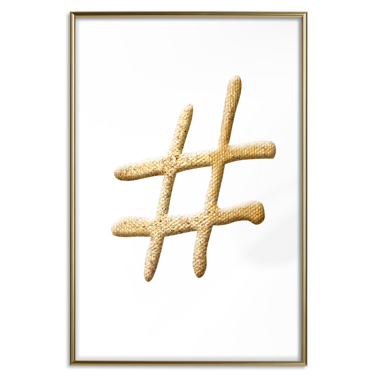 Poster Golden Hashtag - simple composition with a quill symbol on a white background 118312 additionalImage 16