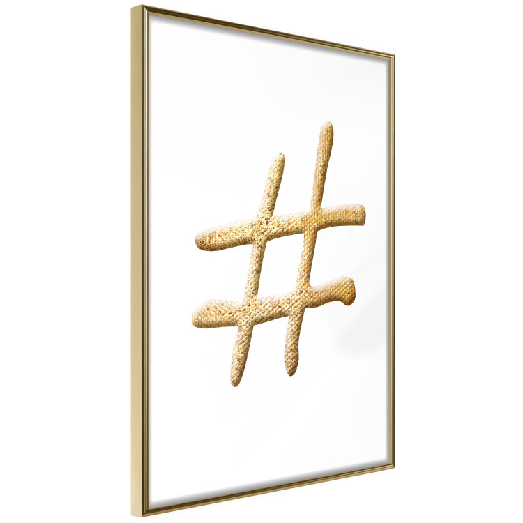 Poster Golden Hashtag - simple composition with a quill symbol on a white background 118312 additionalImage 12