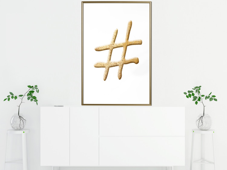 Poster Golden Hashtag - simple composition with a quill symbol on a white background 118312 additionalImage 5