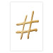 Poster Golden Hashtag - simple composition with a quill symbol on a white background 118312