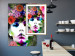 Wall Poster May - gray portrait of a female face surrounded by colorful flowers 122312 additionalThumb 13