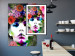 Wall Poster May - gray portrait of a female face surrounded by colorful flowers 122312 additionalThumb 4
