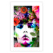 Wall Poster May - gray portrait of a female face surrounded by colorful flowers 122312 additionalThumb 19
