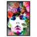 Wall Poster May - gray portrait of a female face surrounded by colorful flowers 122312 additionalThumb 18