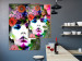 Wall Poster May - gray portrait of a female face surrounded by colorful flowers 122312 additionalThumb 5