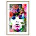 Wall Poster May - gray portrait of a female face surrounded by colorful flowers 122312 additionalThumb 14
