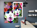 Wall Poster May - gray portrait of a female face surrounded by colorful flowers 122312 additionalThumb 2