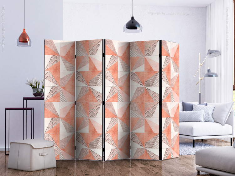 Room Divider Spring Geometry II - triangular figures with different textured colors 123012 additionalImage 2