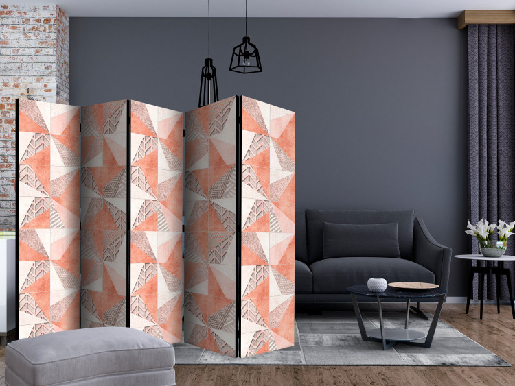 Room Divider Spring Geometry II - triangular figures with different textured colors 123012 additionalImage 4