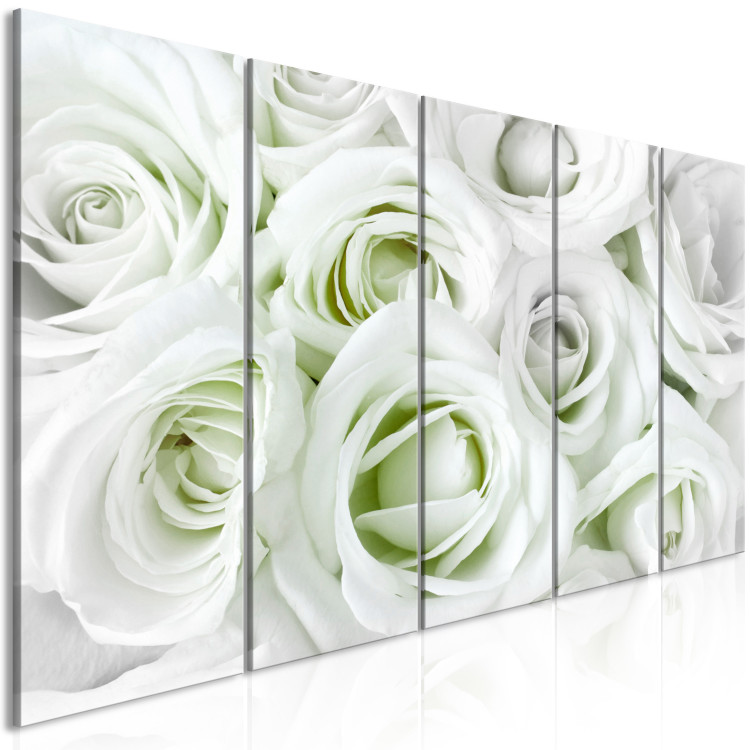 Canvas Print White rose buds - a composition with flowers and green accents 123212 additionalImage 2