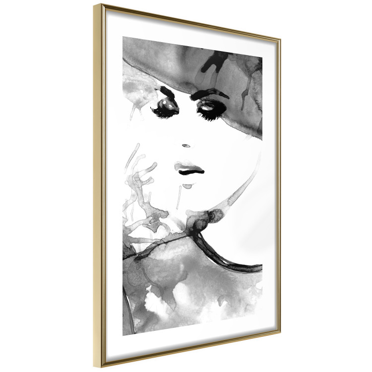 Wall Poster Elegant Infatuation - black and white portrait of a woman in watercolor motif 123412 additionalImage 8