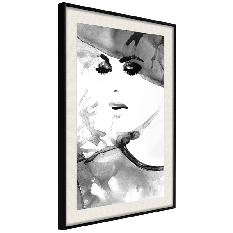 Wall Poster Elegant Infatuation - black and white portrait of a woman in watercolor motif 123412 additionalImage 3